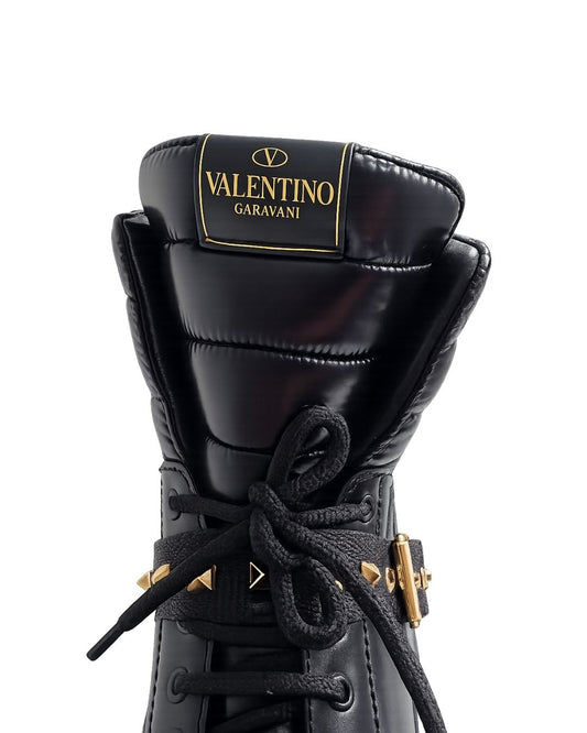 BOTA COURO PRETO VALENTINO