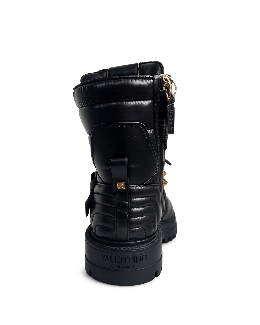 BOTA COURO PRETO VALENTINO