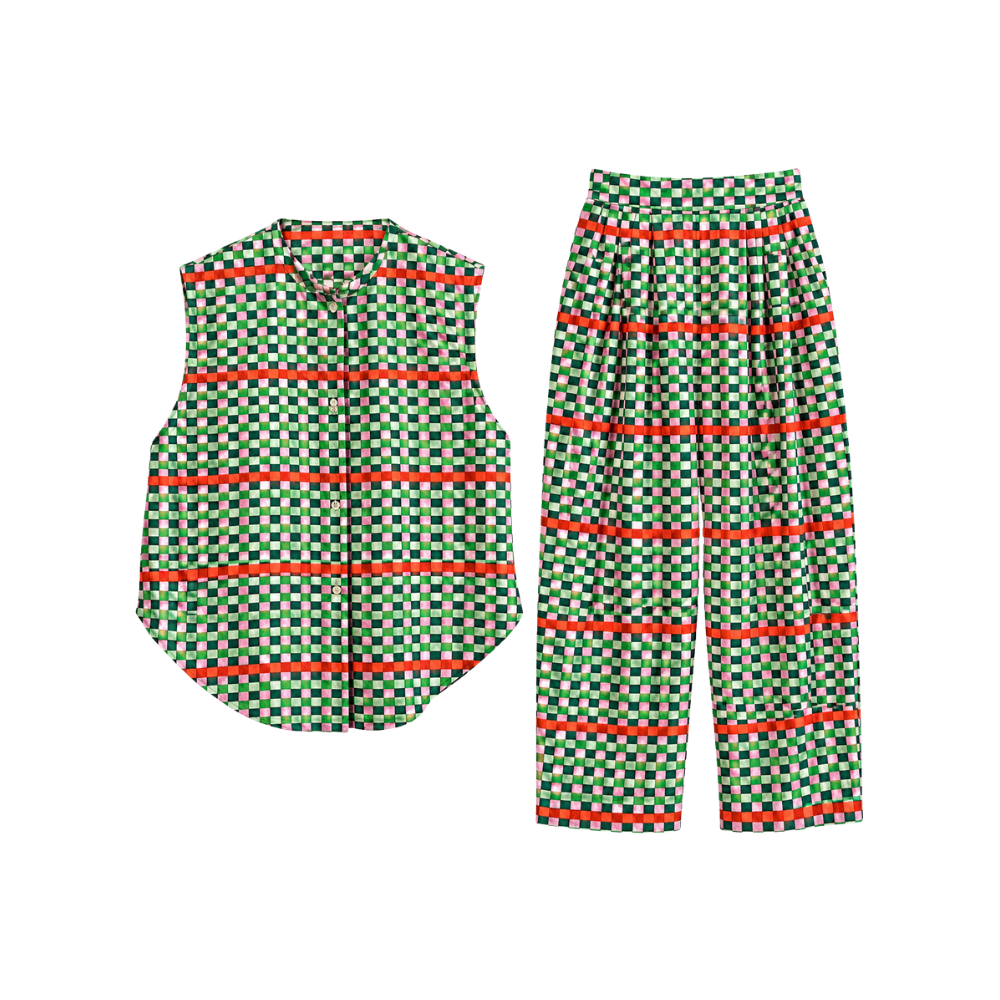 Conjunto Quadriculado Multicolorido Paula Raia