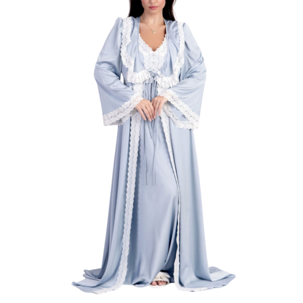 Conjunto Robe Camisola Longo Azul