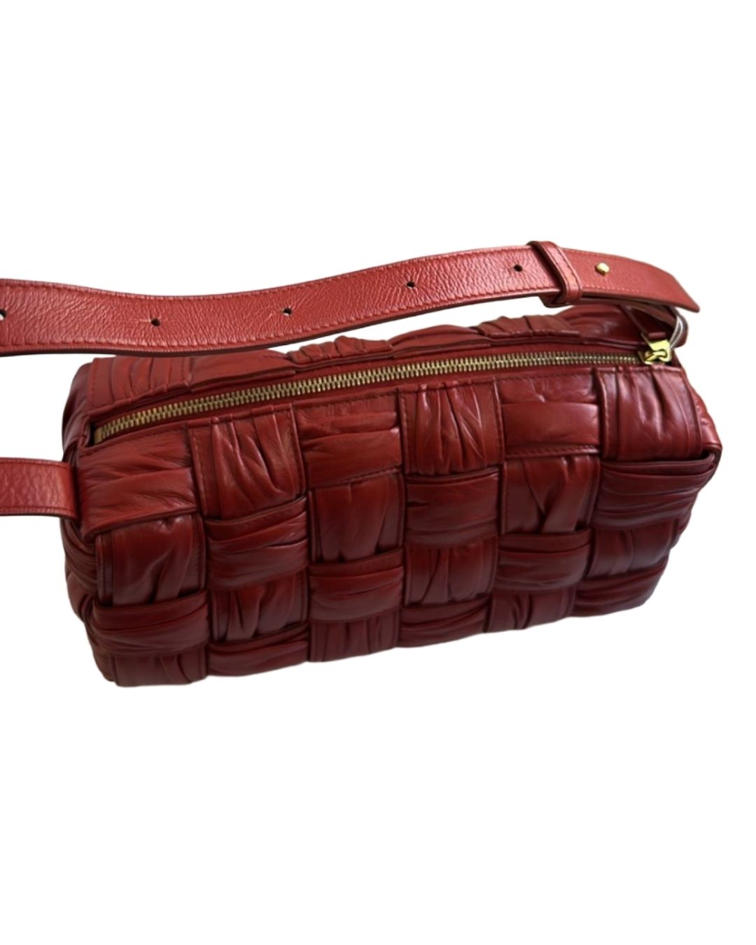 BOLSA VERMELHA BOTTEGA VENETA INTRECCIATO CASSETEE PADDED