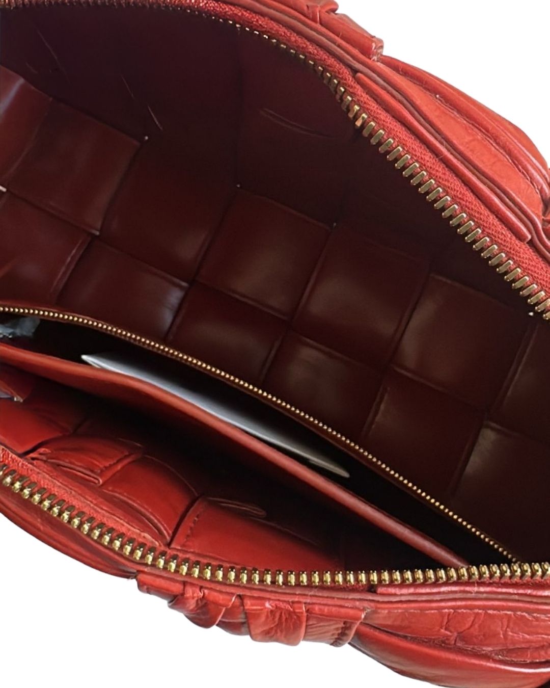 BOLSA VERMELHA BOTTEGA VENETA INTRECCIATO CASSETEE PADDED