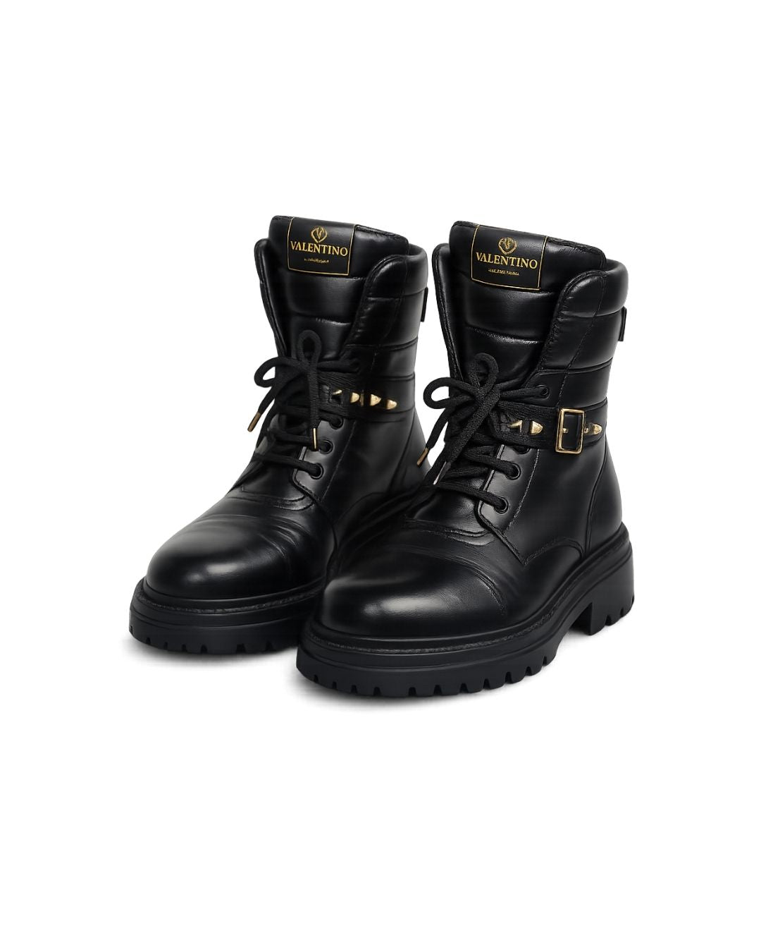 BOTA COURO PRETO VALENTINO