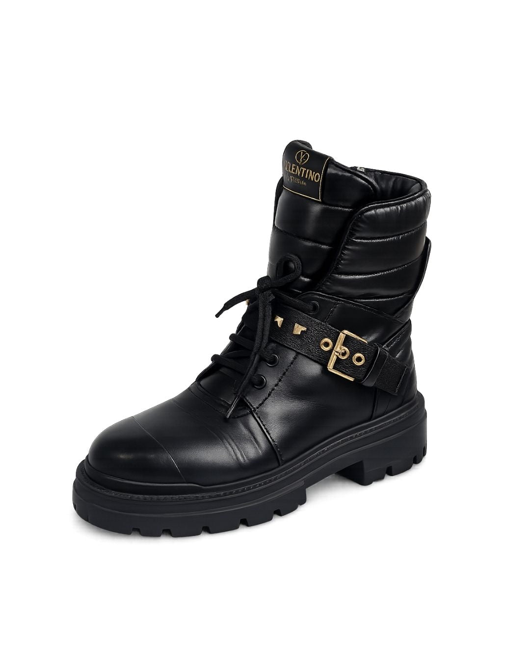 BOTA COURO PRETO VALENTINO