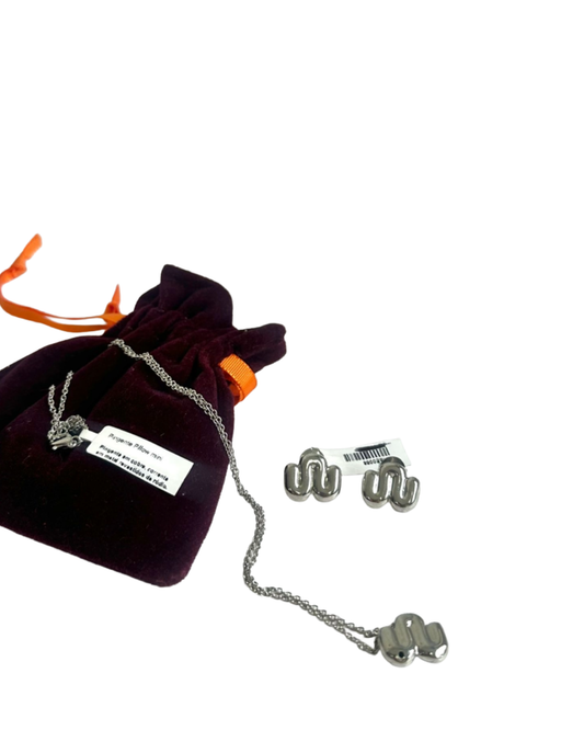 Conjunto Prateado Colar e Brinco Nour