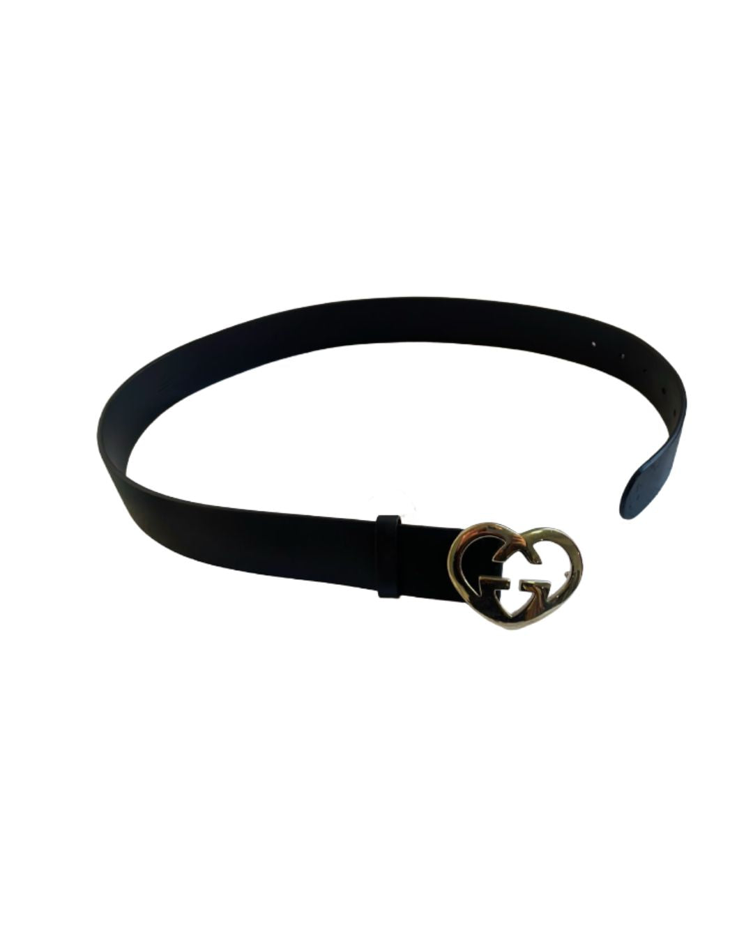 CINTO PRETO GUCCI FIVELA HEART
