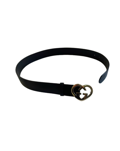 CINTO PRETO GUCCI FIVELA HEART