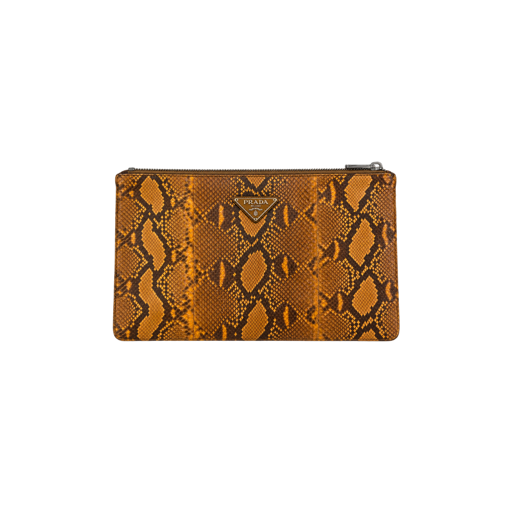 Clutch Couro Phyton Laranja