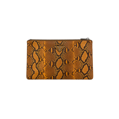 Clutch Couro Phyton Laranja
