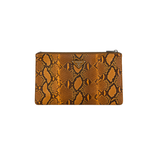 Clutch Couro Phyton Laranja
