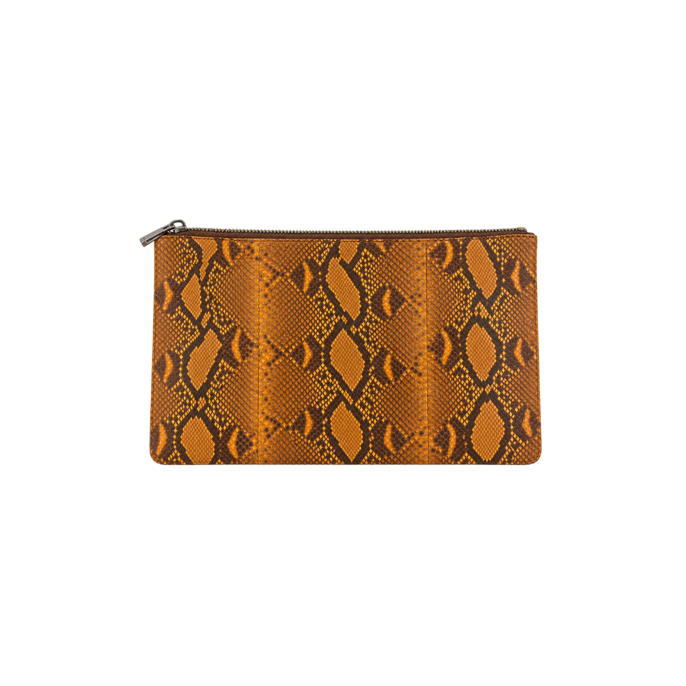 Clutch Couro Phyton Laranja