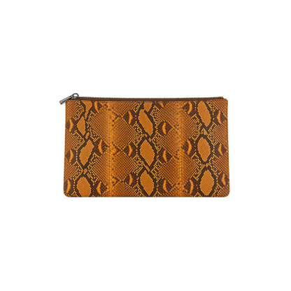 Clutch Couro Phyton Laranja