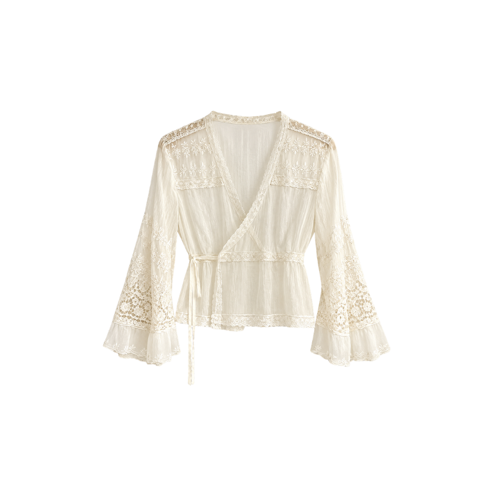 Top Renda Off-White Animale