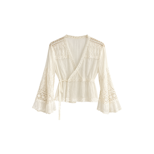 Top Renda Off-White Animale
