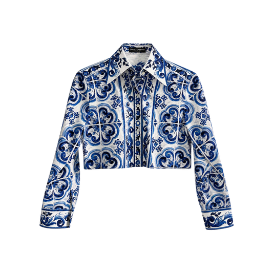 Camisa Azul Estampada Dolce & Gabbana