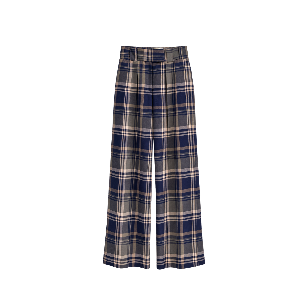 Calça Reta Xadrez Framed