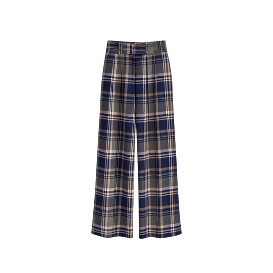Calça Reta Xadrez Framed