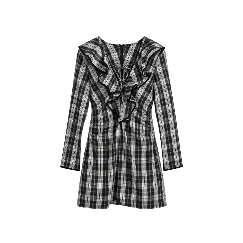 Vestido Curto Xadrez Ganni