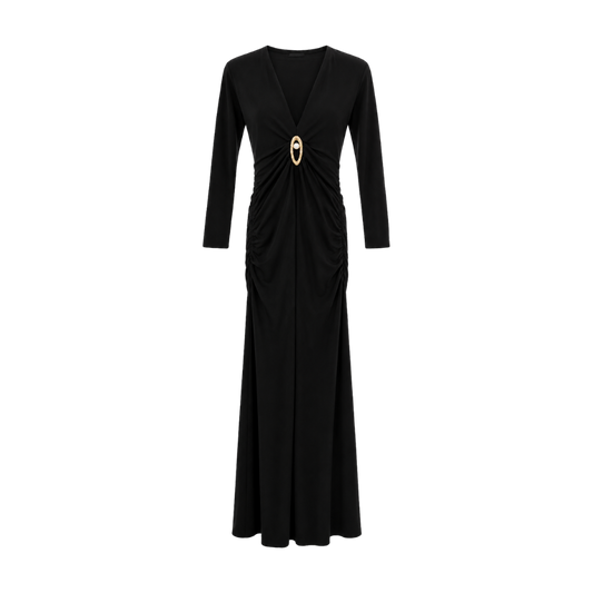 Vestido Preto Franzido Cris Barros