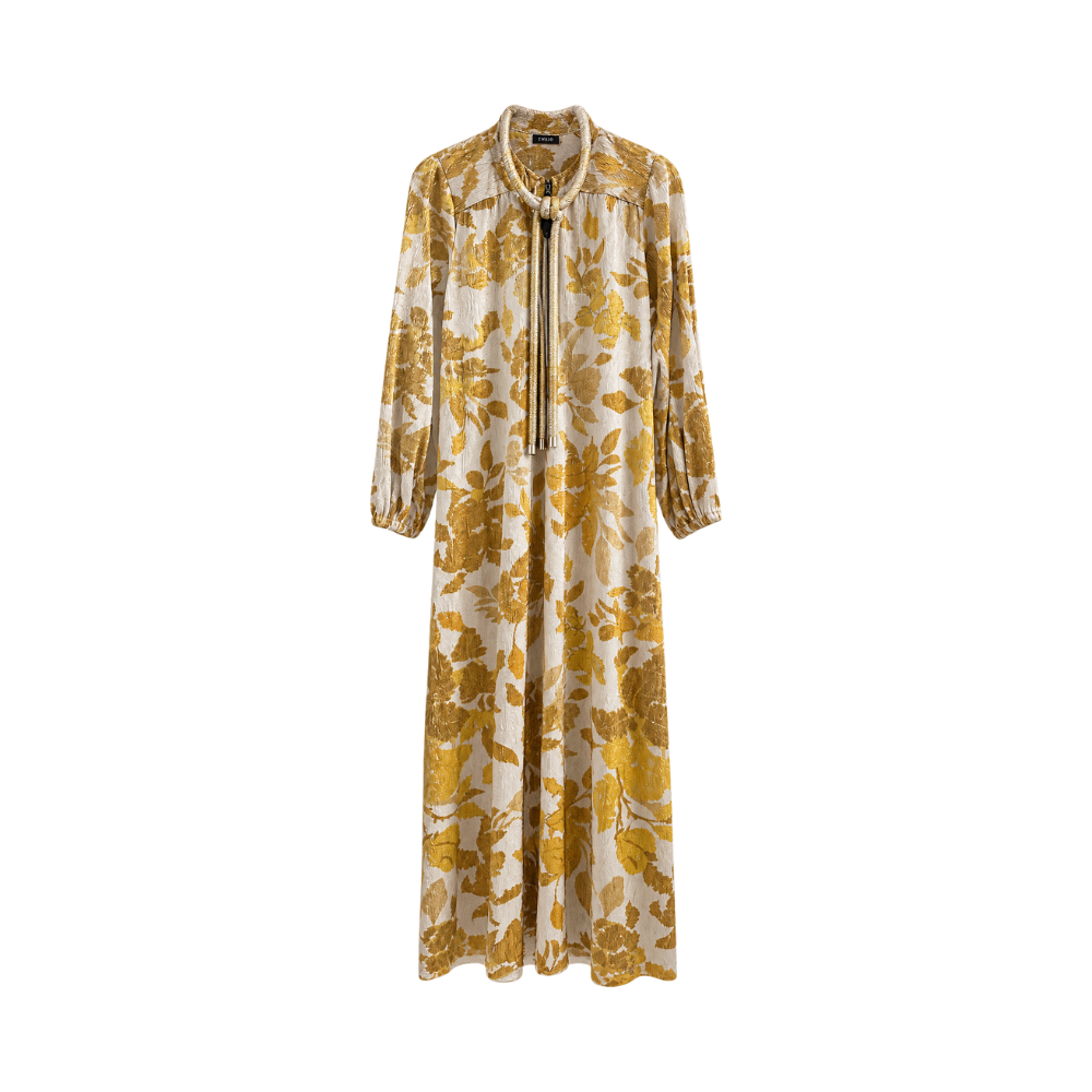 Vestido Gold Flowers Mixed