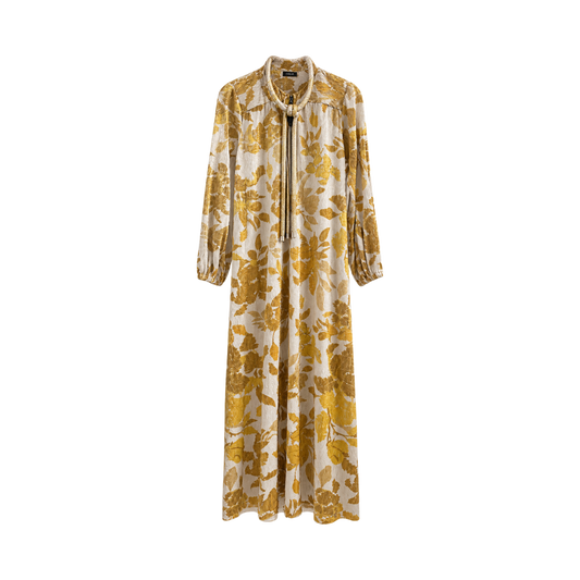 Vestido Gold Flowers Mixed