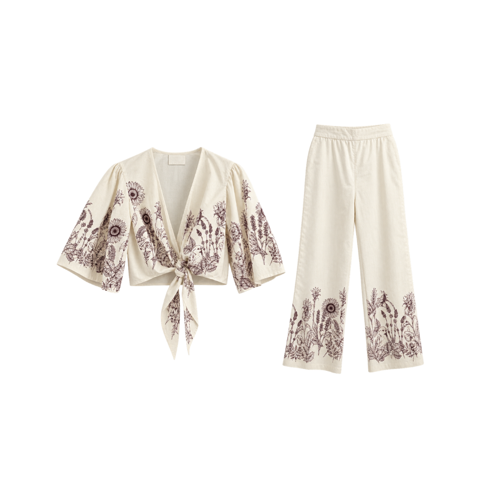 Conjunto Bege Girassol Paula Raia
