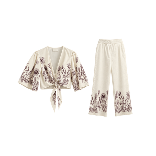 Conjunto Bege Girassol Paula Raia