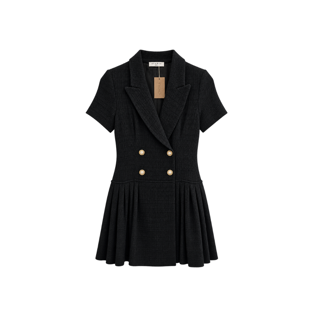 Vestido Tweed Preto Sandro