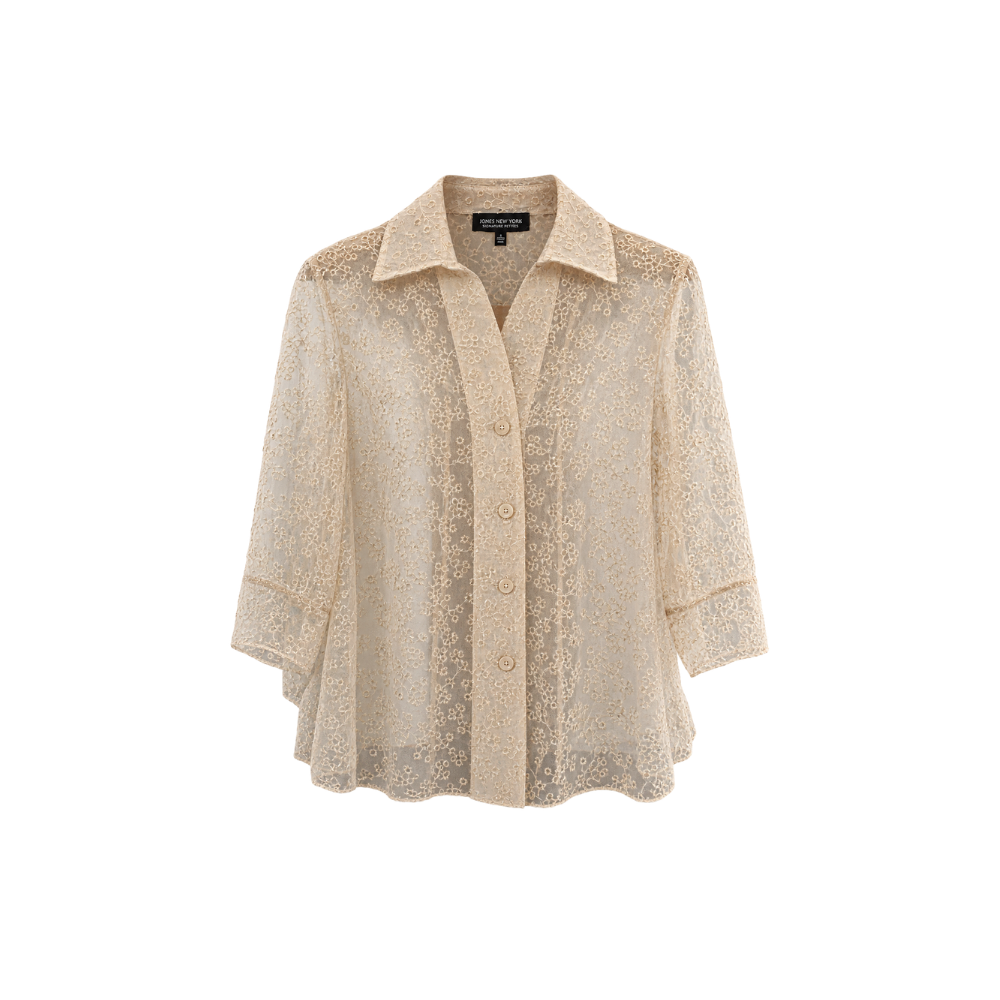 Camisa Renda Bege Jones NY