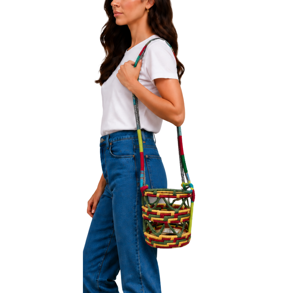 Bolsa Cesta de Palha Nannacay
