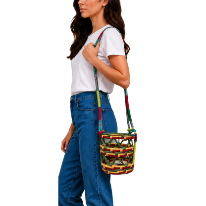 Bolsa Cesta de Palha Nannacay