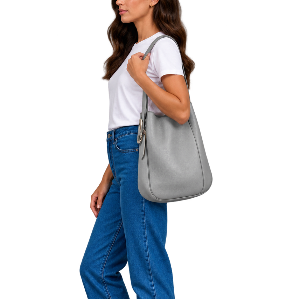Bolsa Hermès Ancrage Cinza Patin
