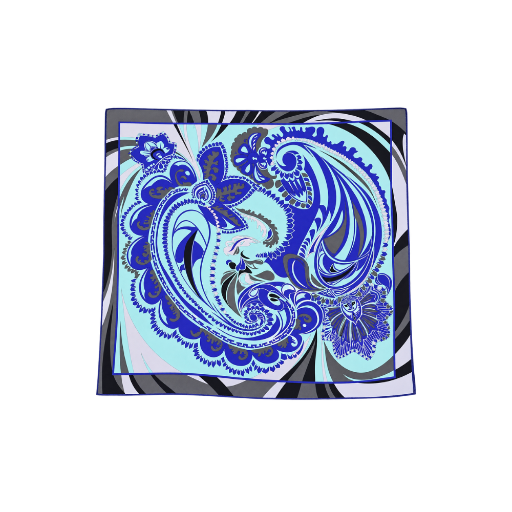 Lenço Estampado Azul Pucci