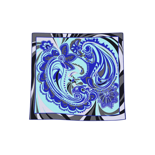 Lenço Estampado Azul Pucci