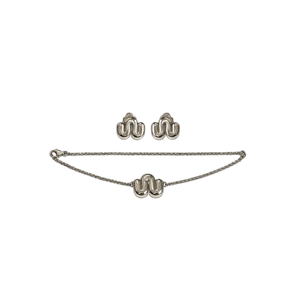 Conjunto Prateado Colar e Brinco Nour