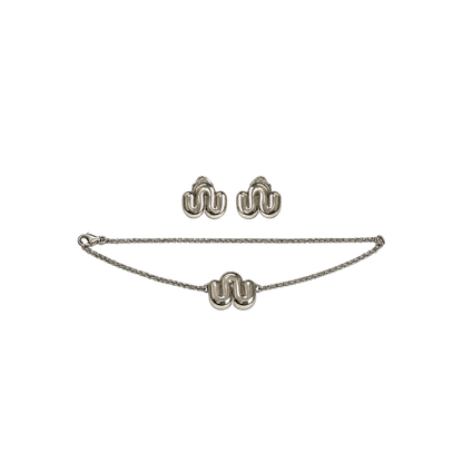 Conjunto Prateado Colar e Brinco Nour