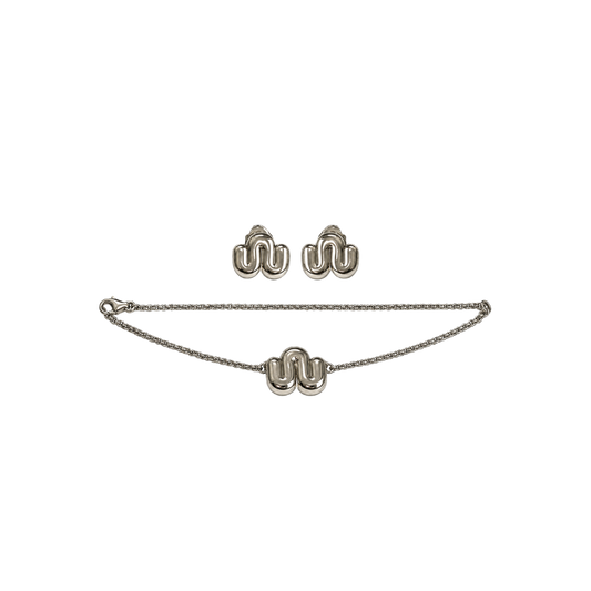 Conjunto Prateado Colar e Brinco Nour