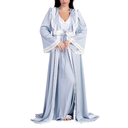 Conjunto Robe Camisola Longo Azul