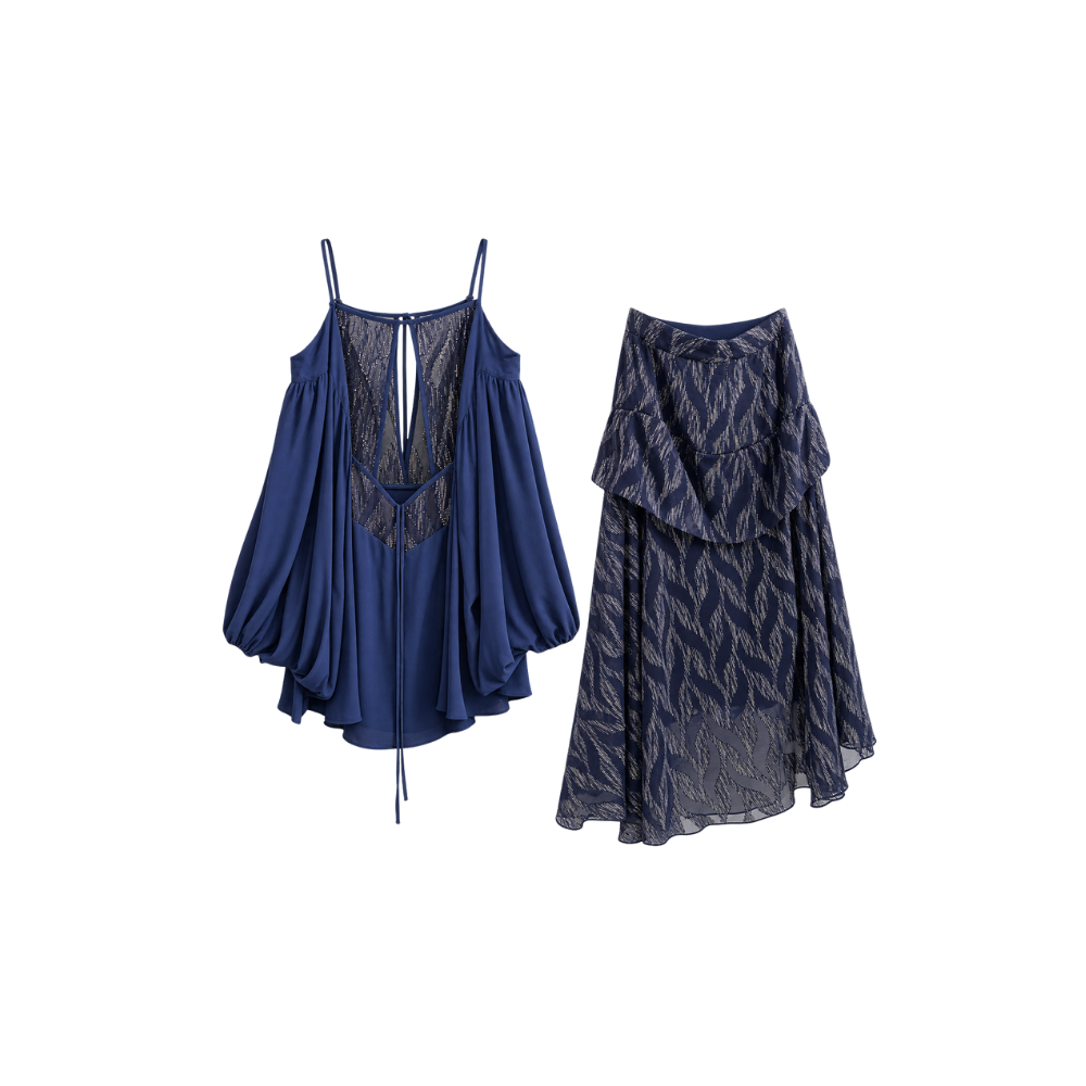 Conjunto Azul Bordado Cris Barros