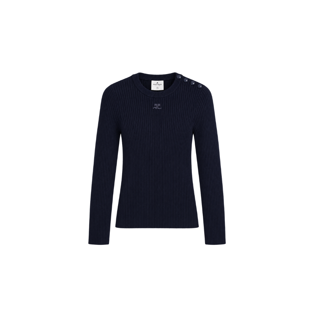 Blusa Canelada Marinho Courréges