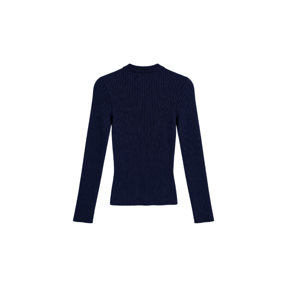 Blusa Canelada Marinho Courréges