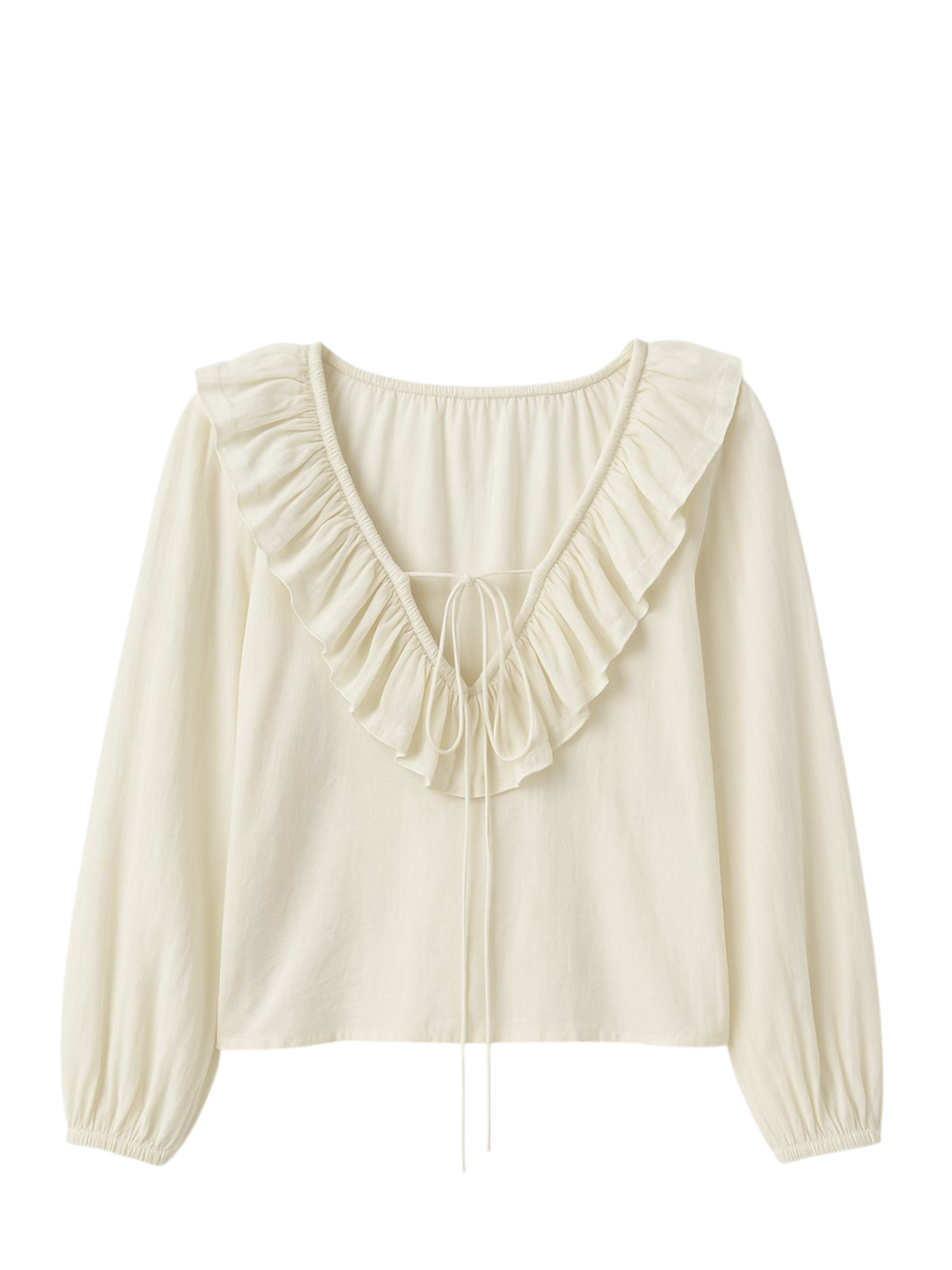 Camisa com Babados Bege Zara