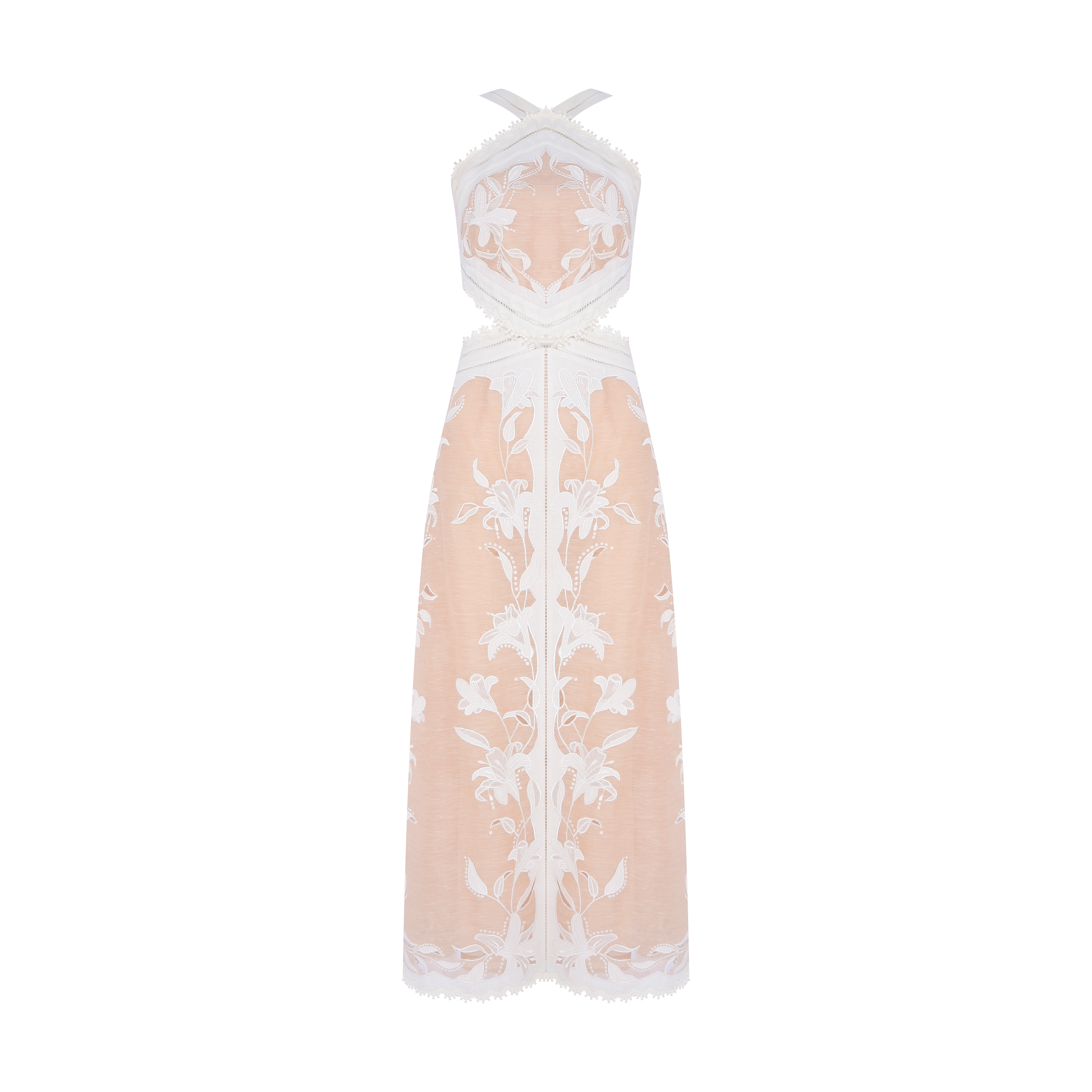 Vestido Nude Bordado Zimmermann