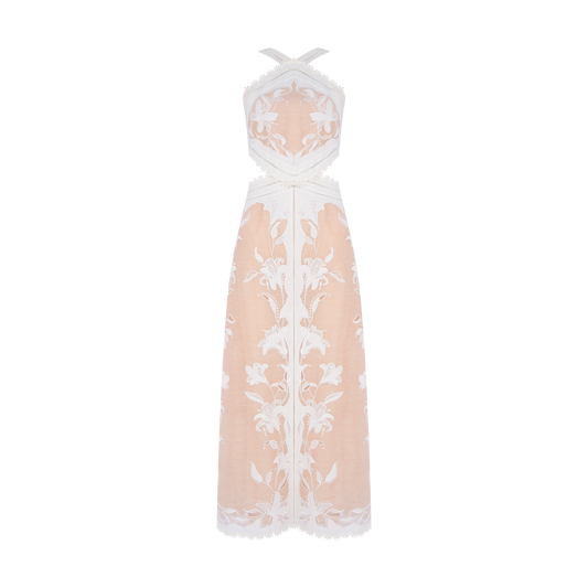 Vestido Nude Bordado Zimmermann