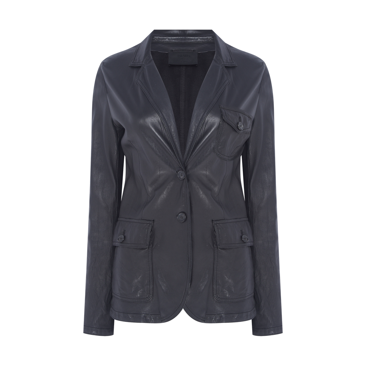 Blazer de Couro Preto Prada