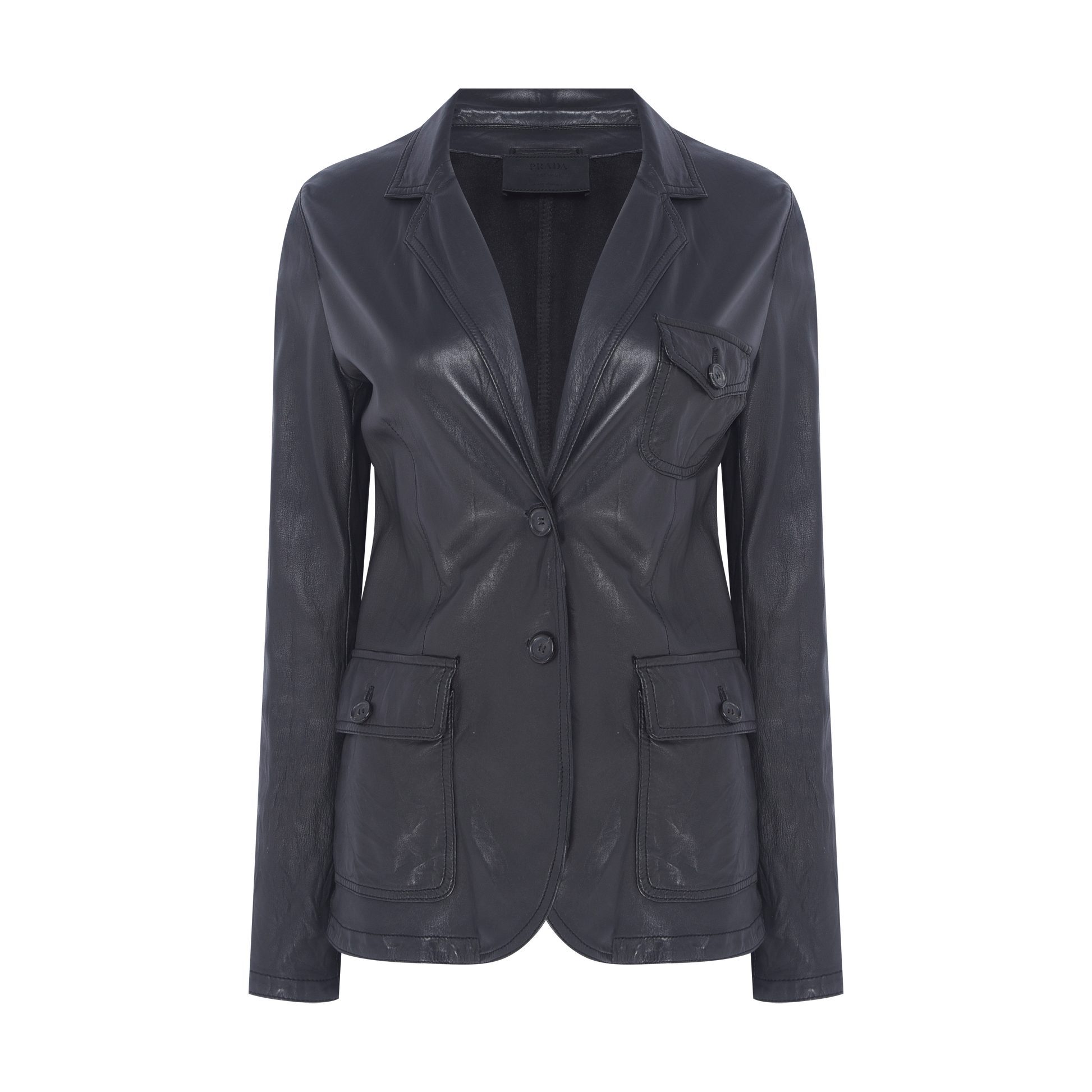 Blazer de Couro Preto Prada