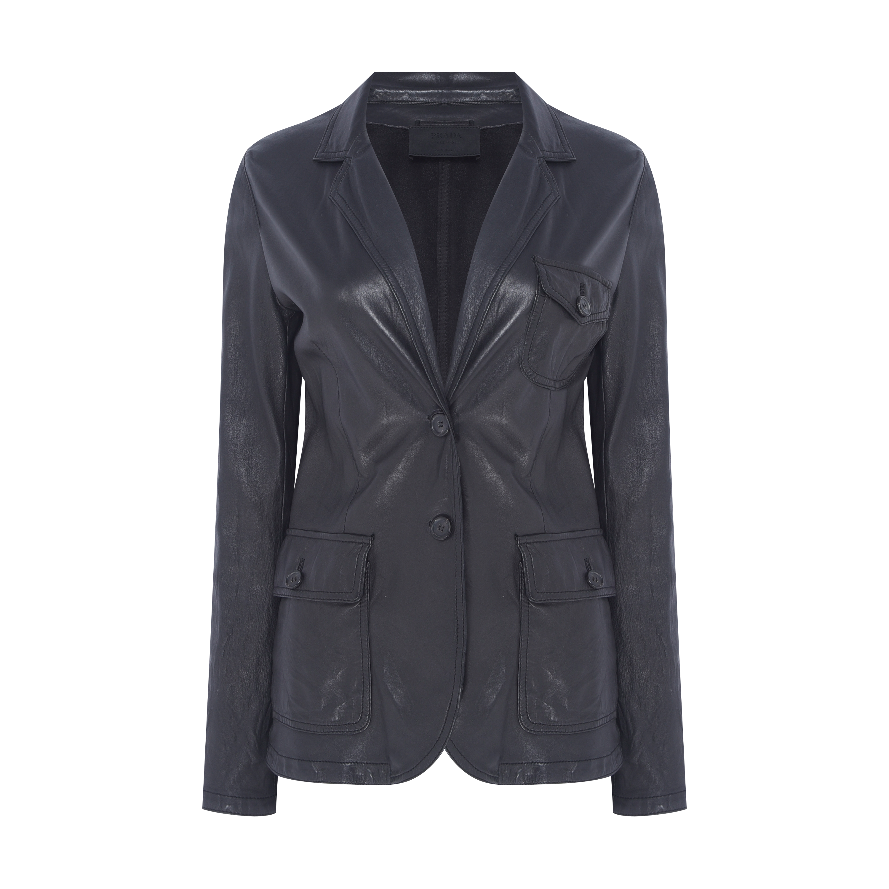Blazer de Couro Preto Prada