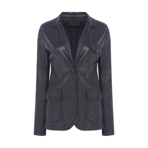 Blazer de Couro Preto Prada
