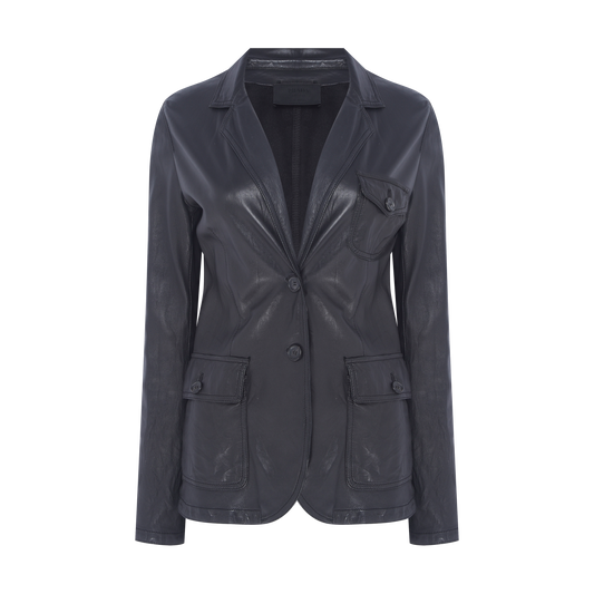 Blazer de Couro Preto Prada