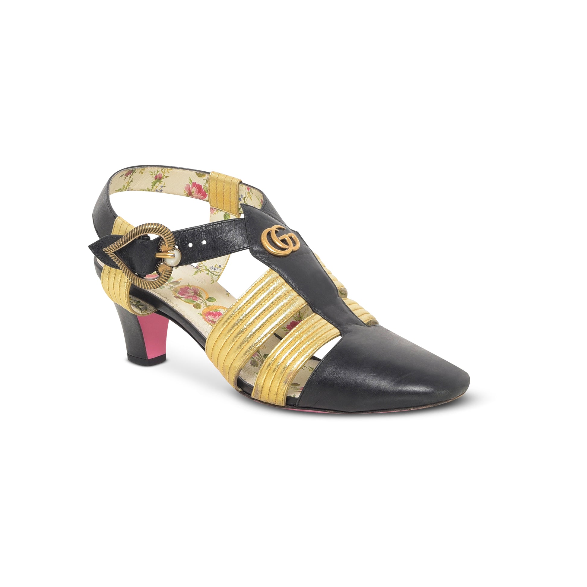 Sapato Preto e Dourado Gucci